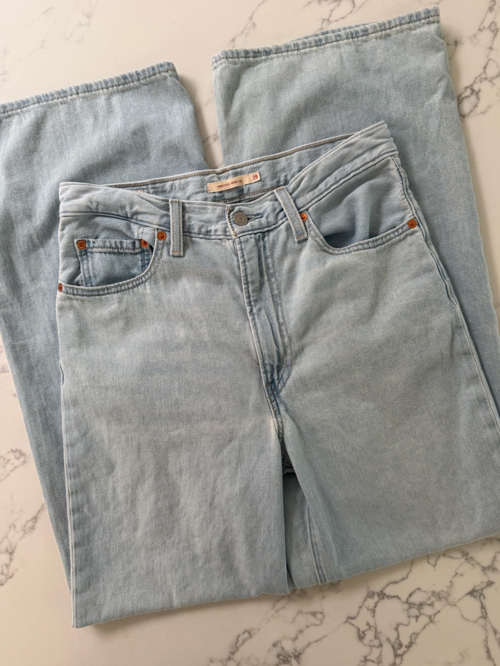 Levi's Ribcage Wide-Leg Linen+ Jeans - Luxury Trip Light Wash - Size 29 - Picture 2 of 6
